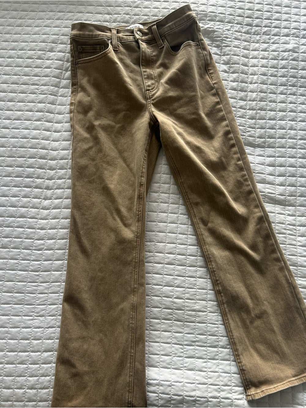 Pistola Lennon High High Rise Crop Boot Tan Jeans